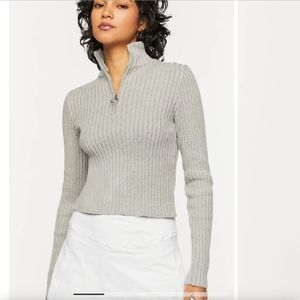 NWT Forever 21 Half-Zip Funnel Neck Pullover Long Sleeve Fitted sweater - size L
